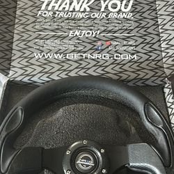 NRG Carbon Fiber Steering Wheel + Quick Release Hub