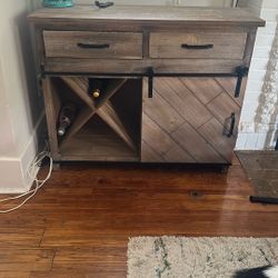 Rustic Wood Bar Cabinet /Sideboard with Wine Storage and Sliding Door $50
