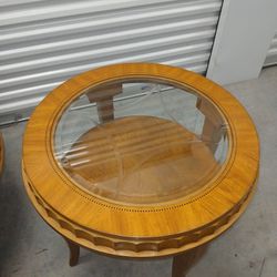 Coffee Table  Wood and Glass Top