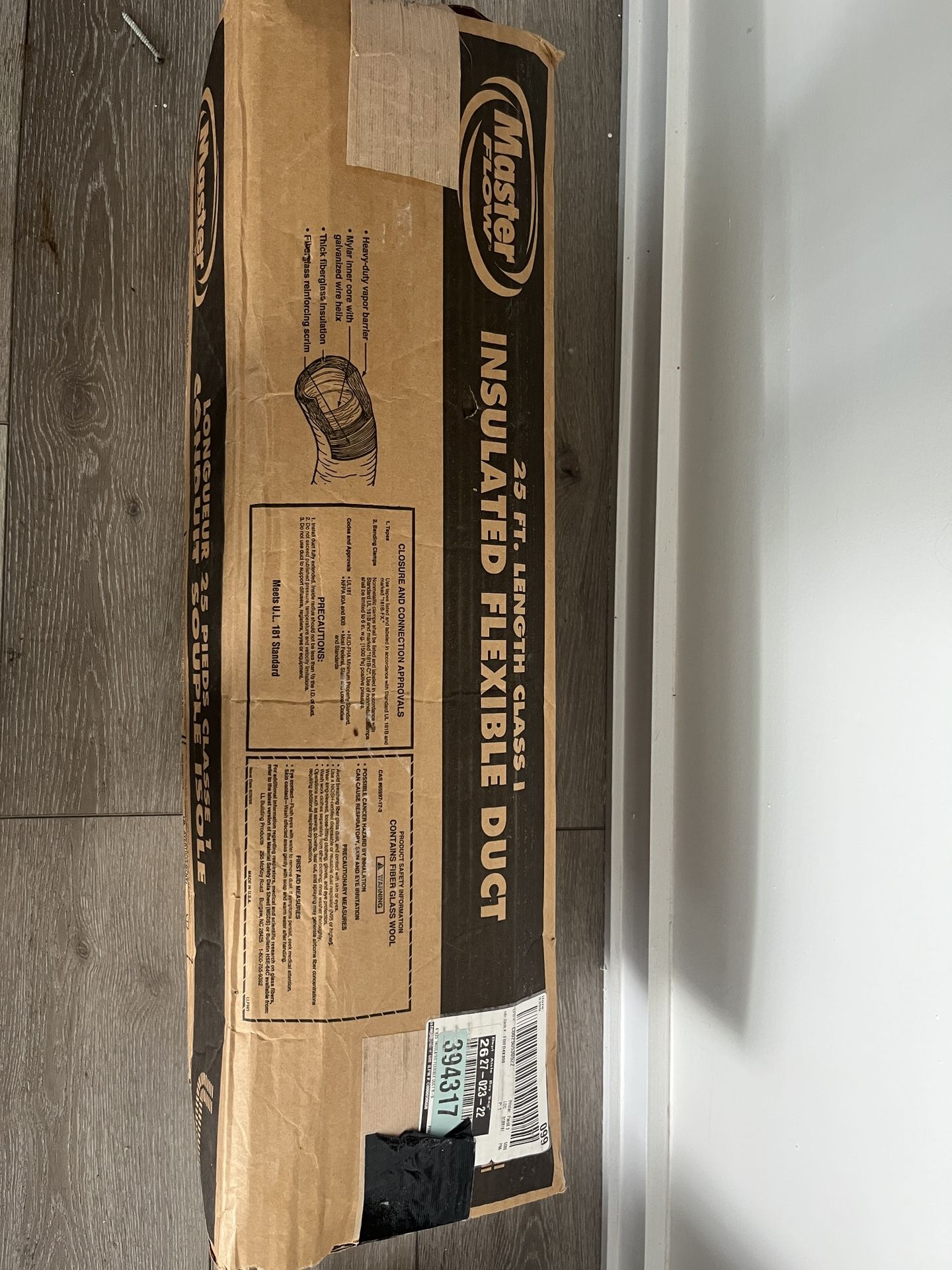 Master flow 4 inch duct worth insulated