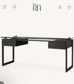 RH LaTour 68” Desk – Glass Top, Bronze Frame
