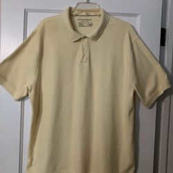 Saddlebred Perfect Polo Shirt Sleeve Collared Golf Shirt Pale Yellow 