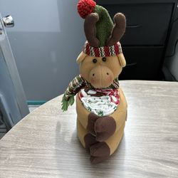 Unbranded Plush Christmas Reindeer Hand Towel Holder With 3 Towels.