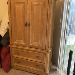 Solid Wood Armoire – TV Cabinet with Storage Drawers