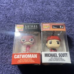 Funko Pop! Mini Keychain Cat Woman Vinyl Figure & Micheal Scott The Office Lot 2