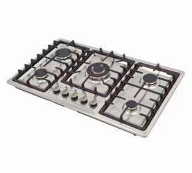 34 in 5-Burner Gas Cooktop Stainless Steel, Natural Gas Hob With Flame Failure Protection & Electronic Ignition, 5 Independent Knob Controls, NG Gas S