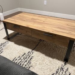 Modern and Contemporary Industrial Wood and Metal Coffee Table