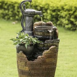 Jeco Water Pump Fountain With Flower Pot