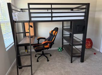 Bunk Bed with desk (Black and gray) mattress not  included