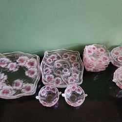 Mikasa Studio Nova Pansy Bouquet Glass Set European Glass Set Pink Flower