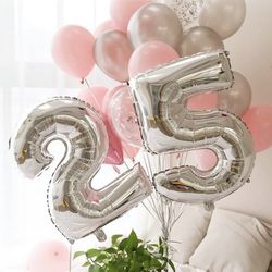 Silver Number Balloons 