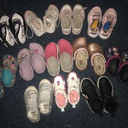 12 PAIRS OF SHOES! 12C Girls Shoes, CROCS, NIKE, JORDANS, PUMA, SKATE SHOES