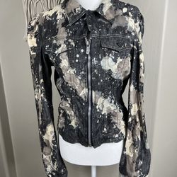 Diesel Women’s Size Large Dark Gray Jean Denim Jacket Limited Edition Y2K