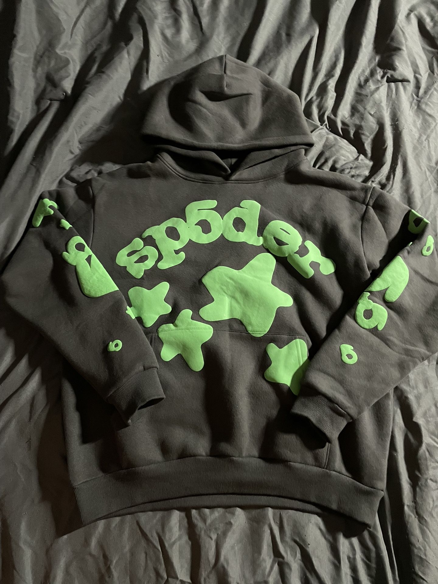 Green and Grey Sp5der beluga hoodie