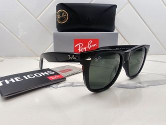 NEW RAY-BAN 2140 Original Wayfarer Classic, Polished Black with G-15 Green lens