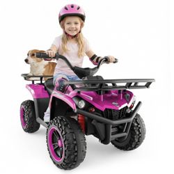 24V Electric Ride On Quad with LED Headlights Pink