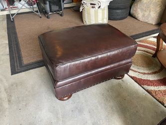 Leather ottoman , brown