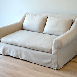 RH 6' Slipcovered Luxe Belgian Roll Arm Sofa