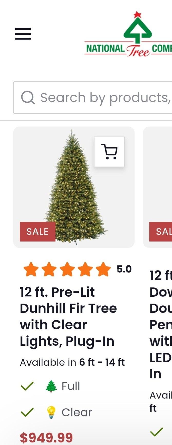 Huge 12ft Christmas Tree with Lights & Stand
