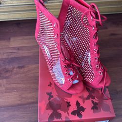 Size 10 red pleaser boots