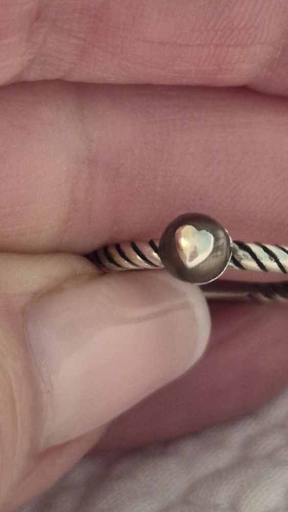 BRIGHTON SILVER & BLACK PEARL TOPPED WITH SILVER HEART RING- SZ7