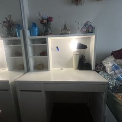 IKEA Micke Desk + top shelves
