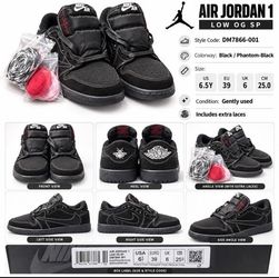 Travis Scott x Air Jordan 1 Low OG SP “Black Phantom” Size 6.5Y
