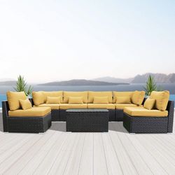 7 Modern Wicker Patio Furniture Sofa Set