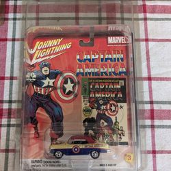 JOHNNY LIGHTNING #3 CAPTAIN AMERICA 56 CHEVY 1/64 SCALE