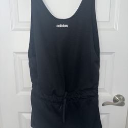 Adidas Workout Swim Cover Up Training Romper Shorts Stripes Medium Women Athletic Athlete One Black White Lounge Pool Vacation Beach Cover Up 