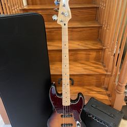 Squier Paranormal Jazz Bass (Brand New) W/ Hardshell Case, 20 Watt Bass Amp