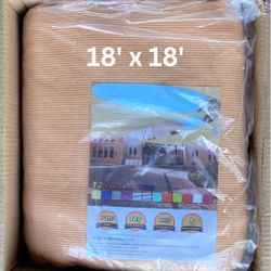 18 x 18 FT Mango Color Square Super Shade Sun Sail,98% UV Block