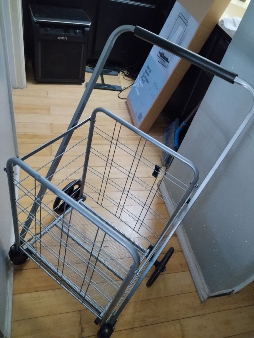 Portable Folding Shopping Cart Utility for Grocery Laundry-Black, Collapsible Utility Car