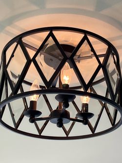 16” Bronze Flush Mount Tessali 3-light Fixture