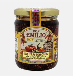 Don Emilio Extra Hot Red Pepper Salsa Macha 15.5 oz | EXTRA HOT (NON-GMO)