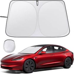 new Car Windshield Sunshade for Tesla Model Y/3 - Folding Front Window Sun Shade Cover with Upgraded UV Protection Fabric, Professional Accessories fo