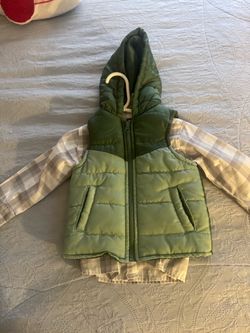 Toddler Puffer Vest and Plaid under shirt