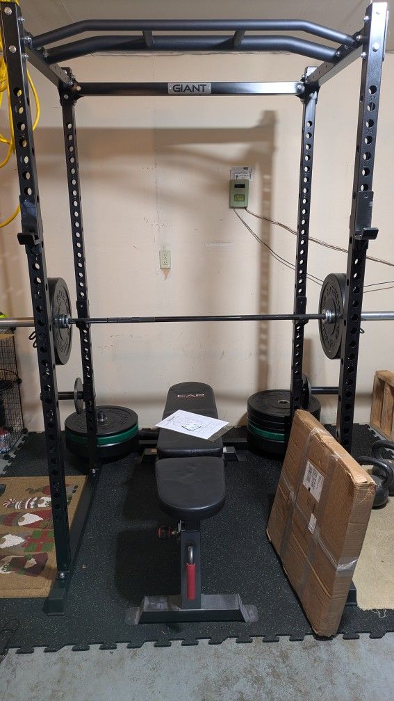 Home Gym Setup Giant GGPR, Rogue Bar, Bumper Plates