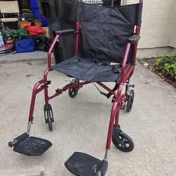 Red Folding Wheelchair (Transportable)