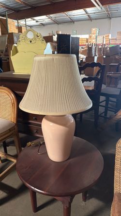 Ceramic Table Lamp with Pleated Shade