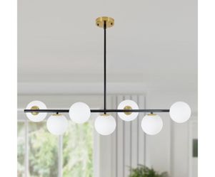 Chandelier Pendant 7 Lights Milky White Glass Globes - NEW