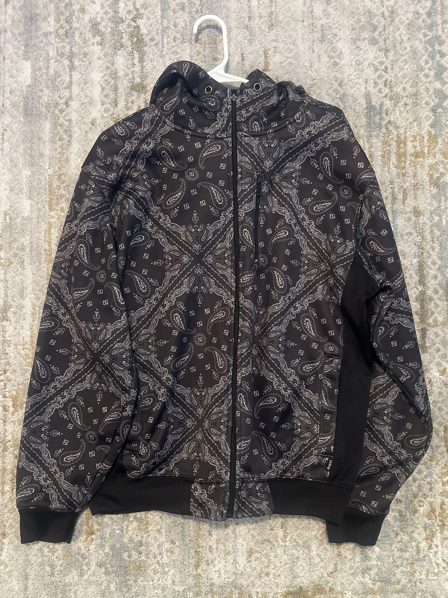 Champs Sports Black Paisley Zip-Up Hoodie size large  Stylish black hoodie 