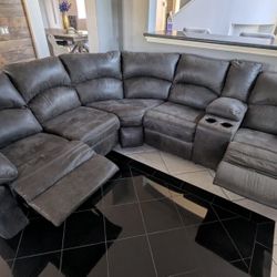 Gray Sectional Reclining Couch