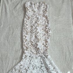 Boohoo Strapless Lace Dress 