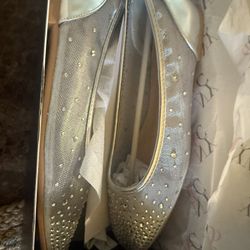 NEW YORK AND COMPANY Priya Mesh Flat (Women) SILVER, Size 8 M