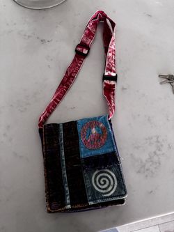 Small Cross Body Boho Hippie Razor Cut Torn Look Patchwork Bag