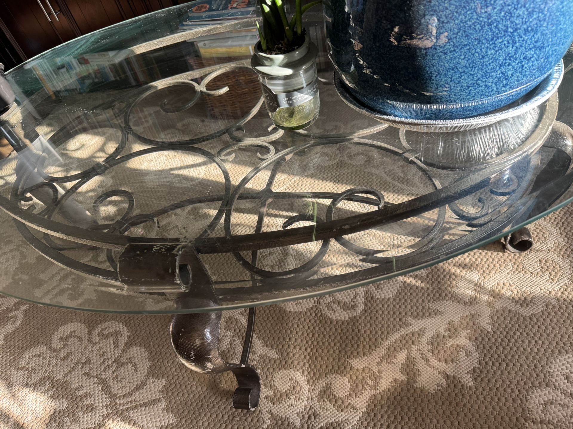 Rod Iron Glass Top Coffee Table