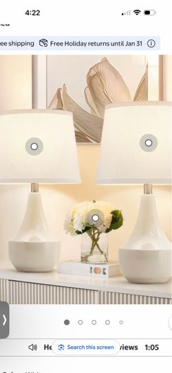 NATYSWAN Table Lamp Set of 2, 18.63in Ceramic Table Lamp Classic Beside Lamps Nightstand Lamp Modern Table Lamp for Living Room, Bedroom & Office Rock