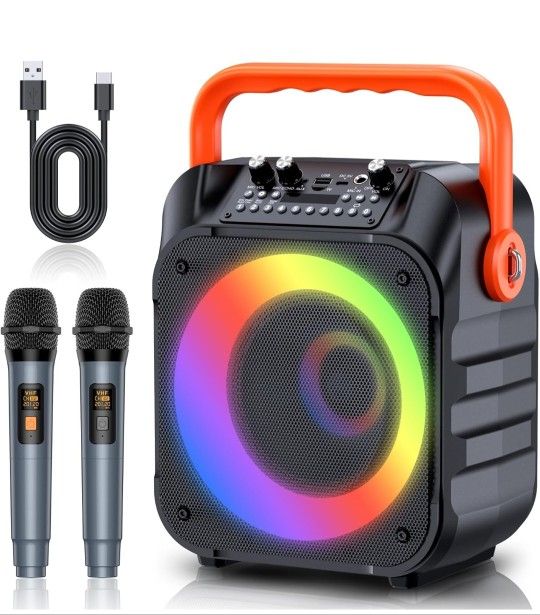 Karaoke Machine with 2 Wireless Microphones,Portable Karaoke Machine for Adults & Kids,Karaoke Microphone with PA System,Karaoke Speaker Supports for