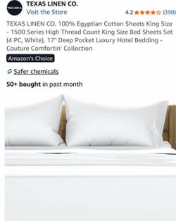 TEXAS LINEN CO. 100% Egyptian Cotton Sheets King Size - 1500 Series High Thread Count King Size Bed